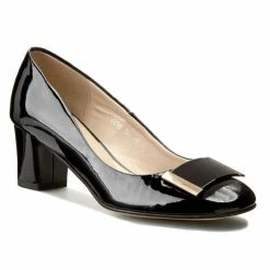 Heels Shoes SAGAN - 2256 Czarny Lakier Złoty Black