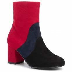 Boots SAGAN - 3888 Czerwony Welur Red, Colourful
