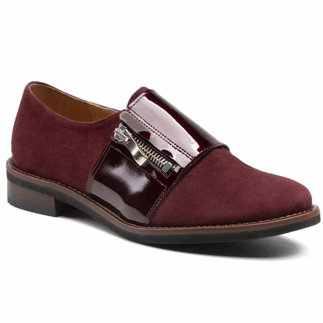 Flats Shoes SAGAN - 4506 Bordowy Welur/Bordowy Lakier Dark Red
