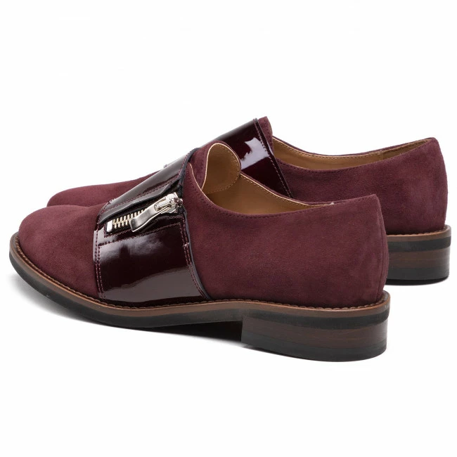 Flats Shoes SAGAN - 4506 Bordowy Welur/Bordowy Lakier Dark Red - Image 3