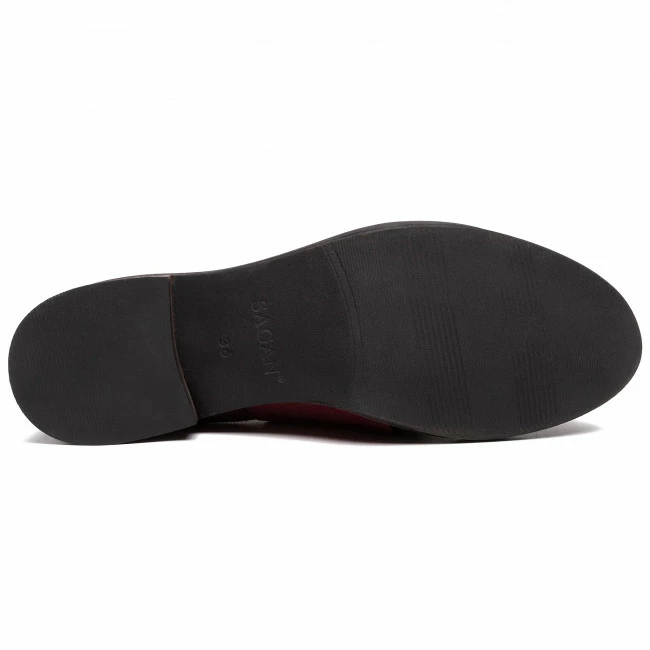 Flats Shoes SAGAN - 4506 Bordowy Welur/Bordowy Lakier Dark Red - Image 4