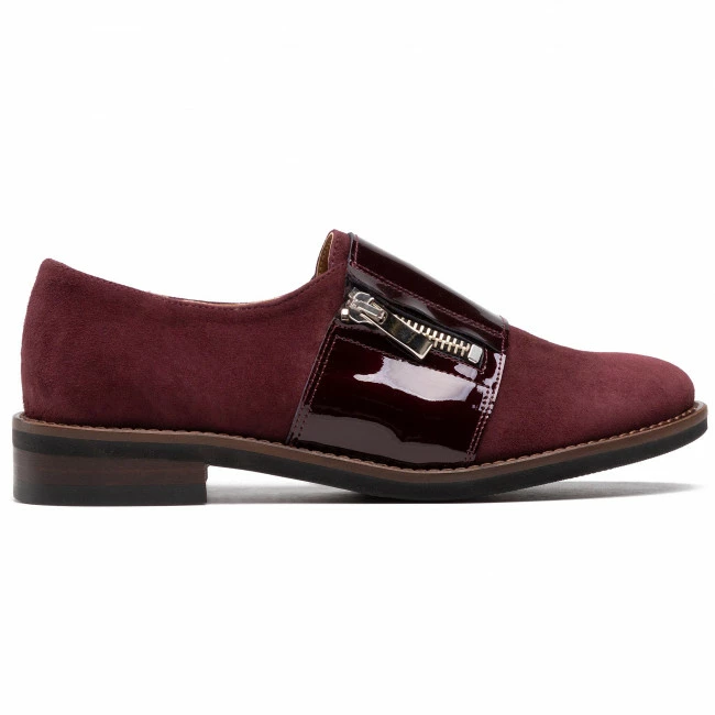Flats Shoes SAGAN - 4506 Bordowy Welur/Bordowy Lakier Dark Red - Image 2
