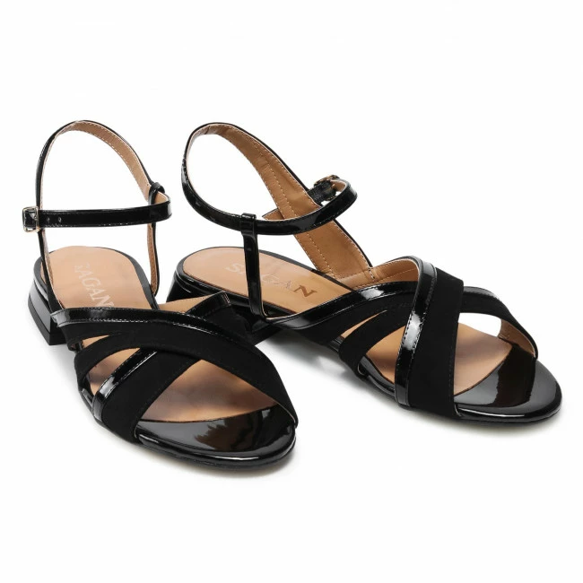 Casual Sandals Sandals SAGAN - 4529 Czarny Welur Black - Image 5