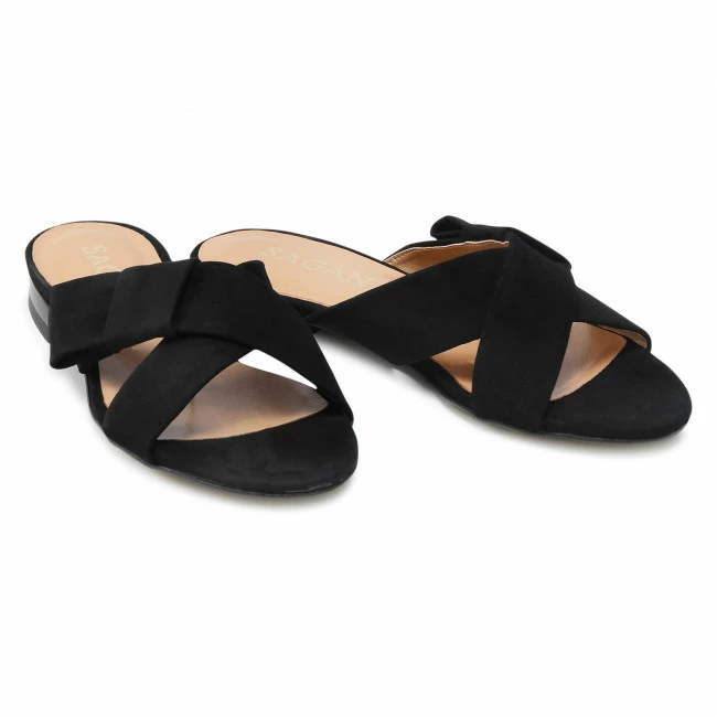 Casual Mules Slides SAGAN - 4564 Czarny Welur Black - Image 5