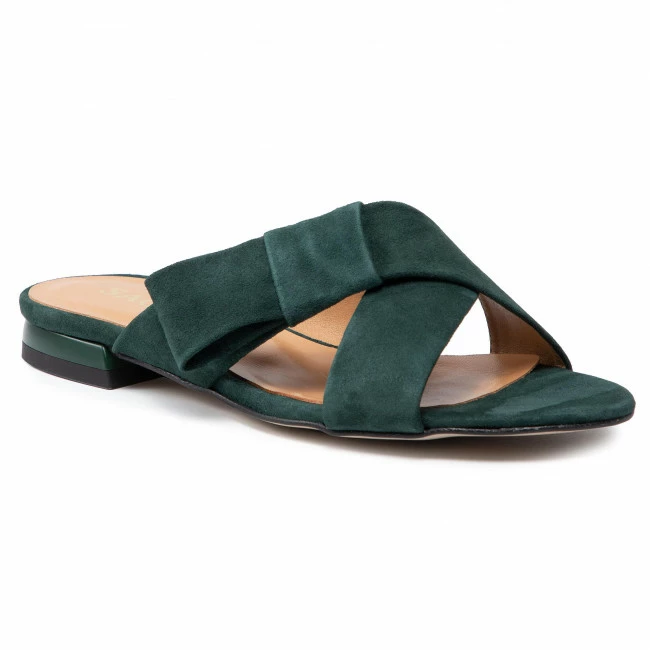 Casual Mules Slides SAGAN - 4564 Zielony Welur Green
