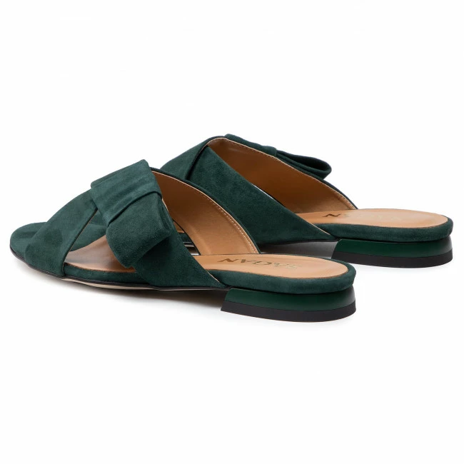 Casual Mules Slides SAGAN - 4564 Zielony Welur Green - Image 3