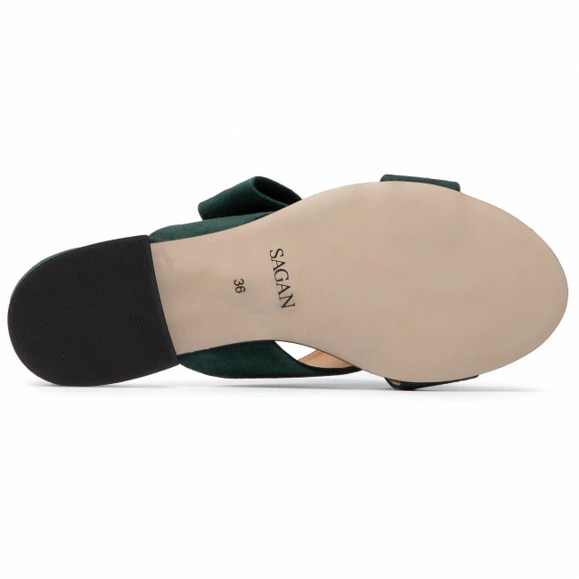 Casual Mules Slides SAGAN - 4564 Zielony Welur Green - Image 4