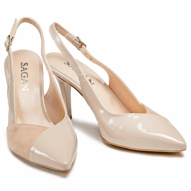 Elegant Sandals Sandals SAGAN - 4531 Beżowy Lakier/Cipra Welur Beige - Image 5