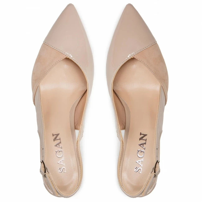 Elegant Sandals Sandals SAGAN - 4531 Beżowy Lakier/Cipra Welur Beige - Image 6
