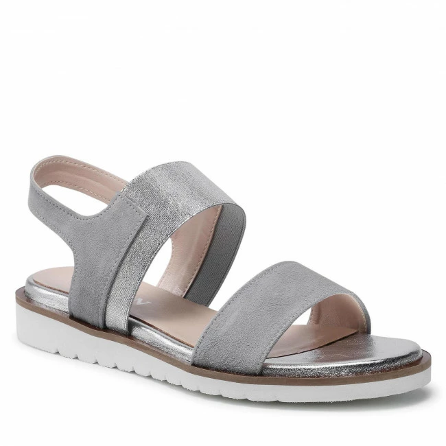 Casual Sandals Sandals SAGAN - 4561 Jasny Szary Welur Srebro Grey