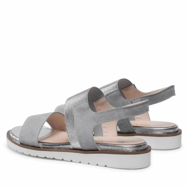 Casual Sandals Sandals SAGAN - 4561 Jasny Szary Welur Srebro Grey - Image 3