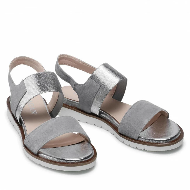 Casual Sandals Sandals SAGAN - 4561 Jasny Szary Welur Srebro Grey - Image 5