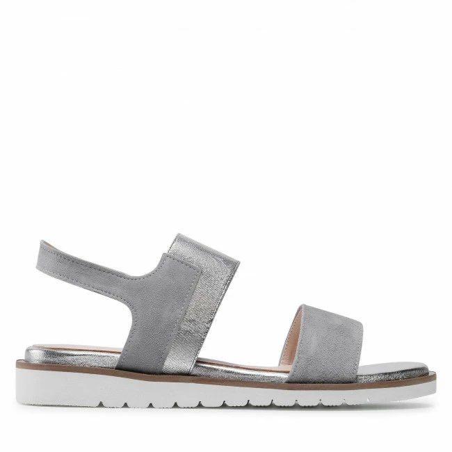 Casual Sandals Sandals SAGAN - 4561 Jasny Szary Welur Srebro Grey - Image 2