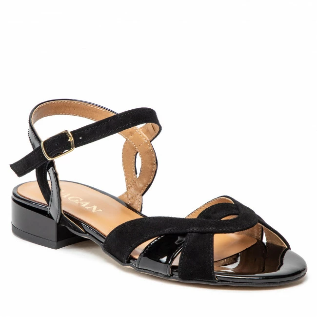 Casual Sandals Sandals SAGAN - 4812 Czarny Lakier/Czarny Welur Black