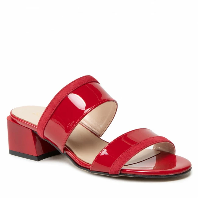 Casual Mules Slides SAGAN - 4794 Czerwony Lakier/Czerwony Welur Red