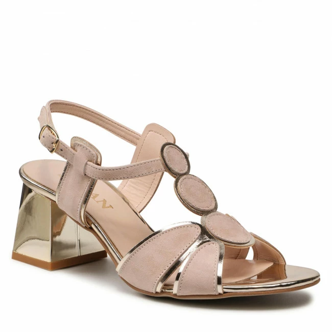 Casual Sandals Sandals SAGAN - 4802 Beżowy Welur/Złoto Beige