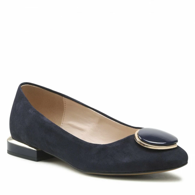 Ballerina Shoes Flats SAGAN - 4739 Granatowy Welur Navy Blue
