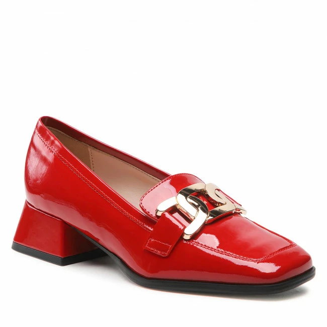 Flats Shoes SAGAN - 4855 Czerwony Lakier Złoto Red