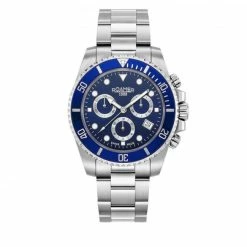 Men's Wristwatch ROAMER - Deep Sea 100 851837 41 45 20 Silver/Blue Blue, Silver