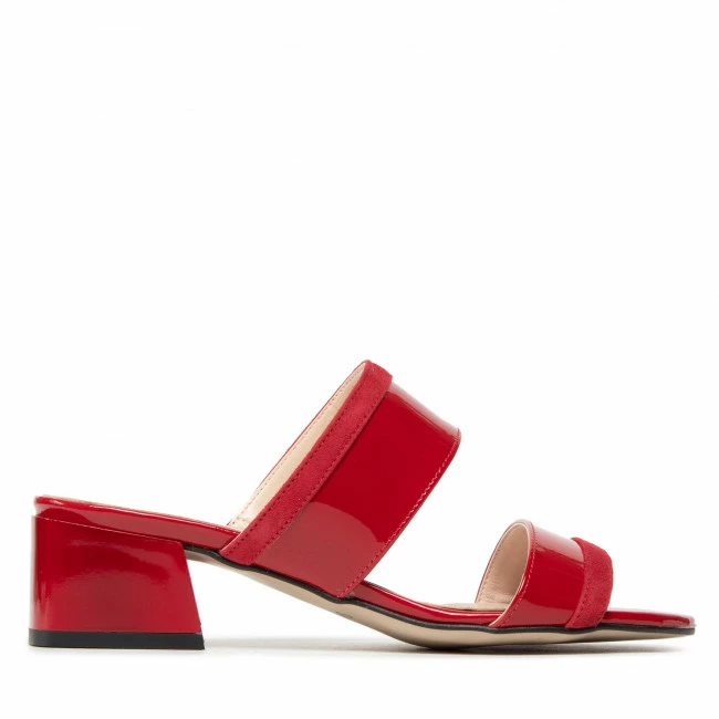 Casual Mules Slides SAGAN - 4794 Czerwony Lakier/Czerwony Welur Red - Image 2