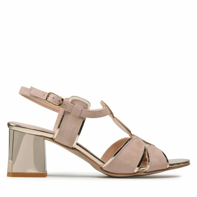 Casual Sandals Sandals SAGAN - 4802 Beżowy Welur/Złoto Beige - Image 2
