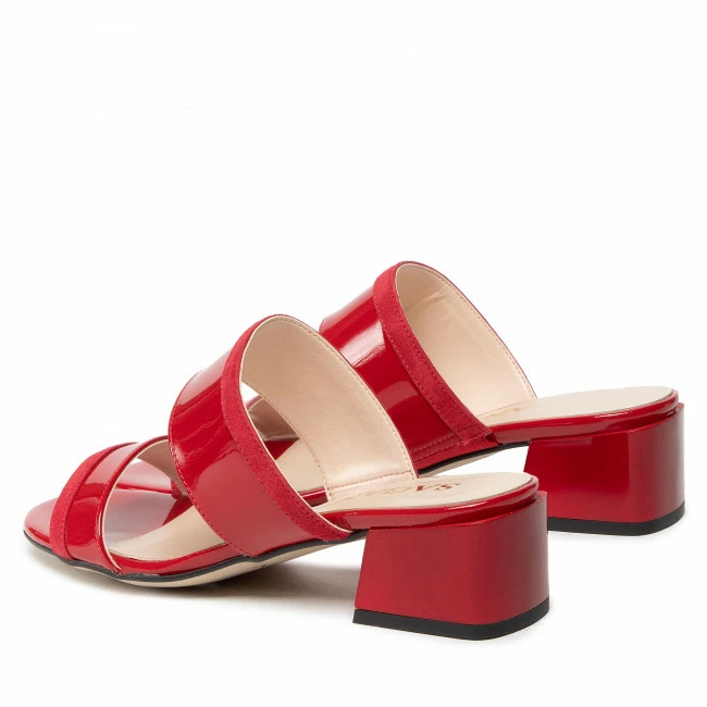 Casual Mules Slides SAGAN - 4794 Czerwony Lakier/Czerwony Welur Red - Image 3