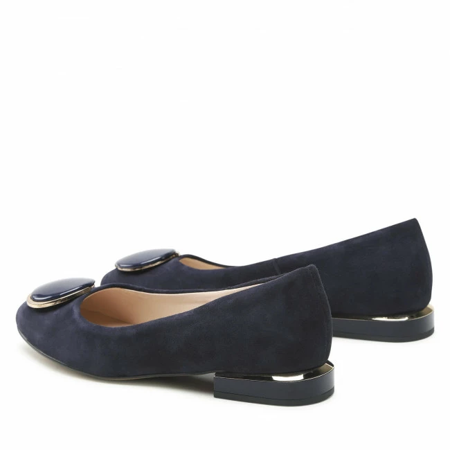 Ballerina Shoes Flats SAGAN - 4739 Granatowy Welur Navy Blue - Image 3