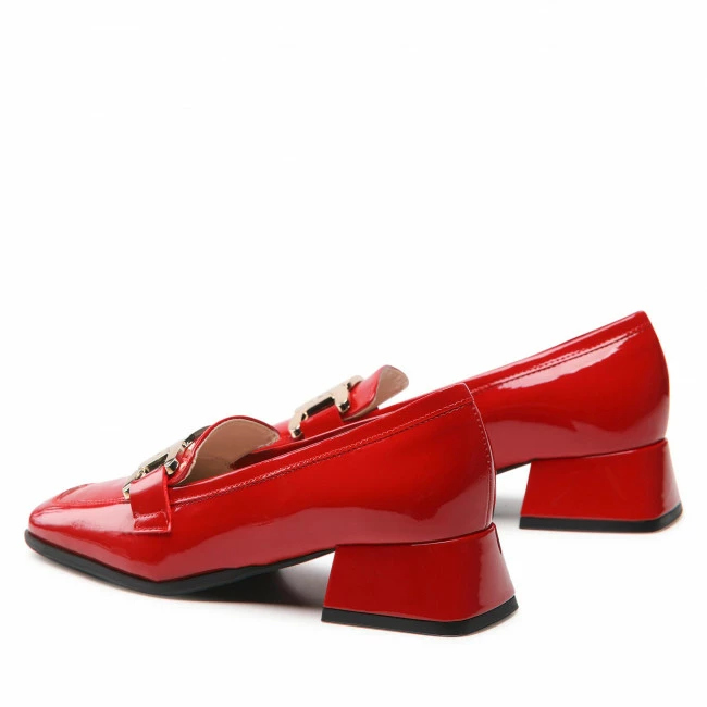 Flats Shoes SAGAN - 4855 Czerwony Lakier Złoto Red - Image 3