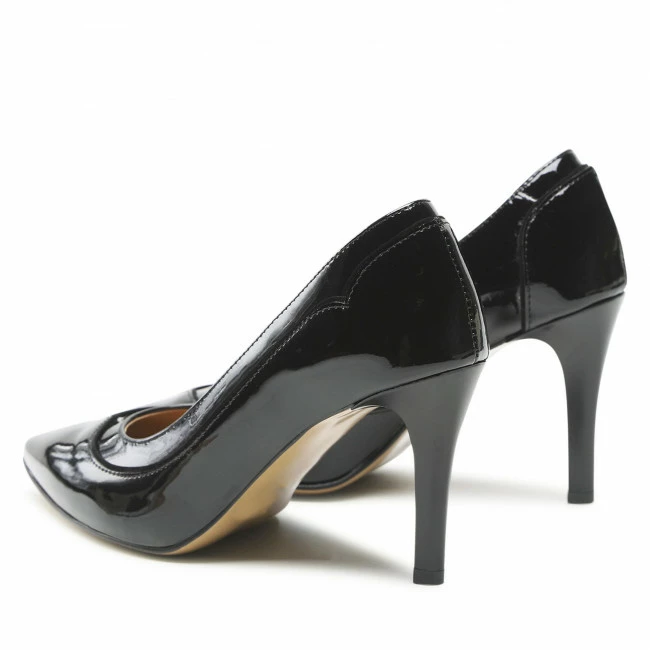 Stilettos SAGAN - 4886 Czarny Lakier/Czarny Welur Black - Image 3