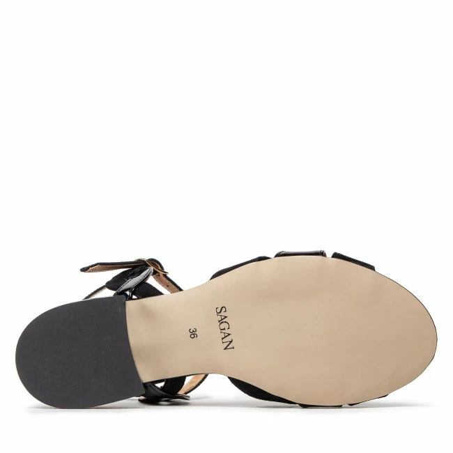 Casual Sandals Sandals SAGAN - 4812 Czarny Lakier/Czarny Welur Black - Image 4