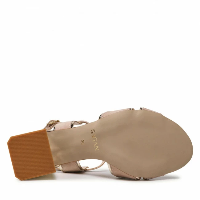 Casual Sandals Sandals SAGAN - 4802 Beżowy Welur/Złoto Beige - Image 4