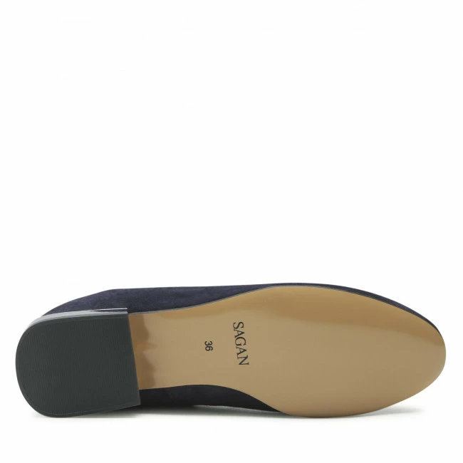 Ballerina Shoes Flats SAGAN - 4739 Granatowy Welur Navy Blue - Image 4