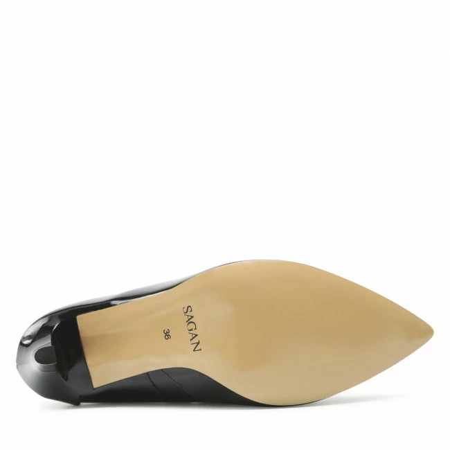 Stilettos SAGAN - 4886 Czarny Lakier/Czarny Welur Black - Image 4