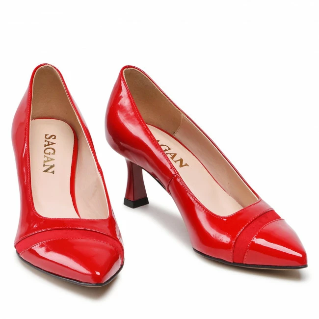 Pumps Shoes SAGAN - 4756 Czerwony Lakier Red - Image 6