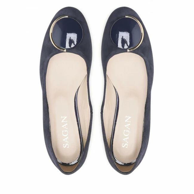 Ballerina Shoes Flats SAGAN - 4739 Granatowy Welur Navy Blue - Image 5