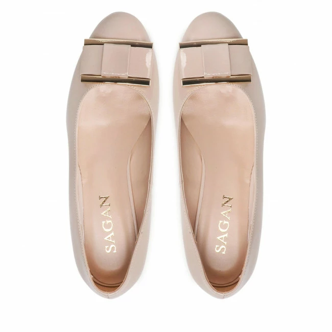 Ballerina Shoes Flats SAGAN - 4751 Beżowy Lakier Beige - Image 6
