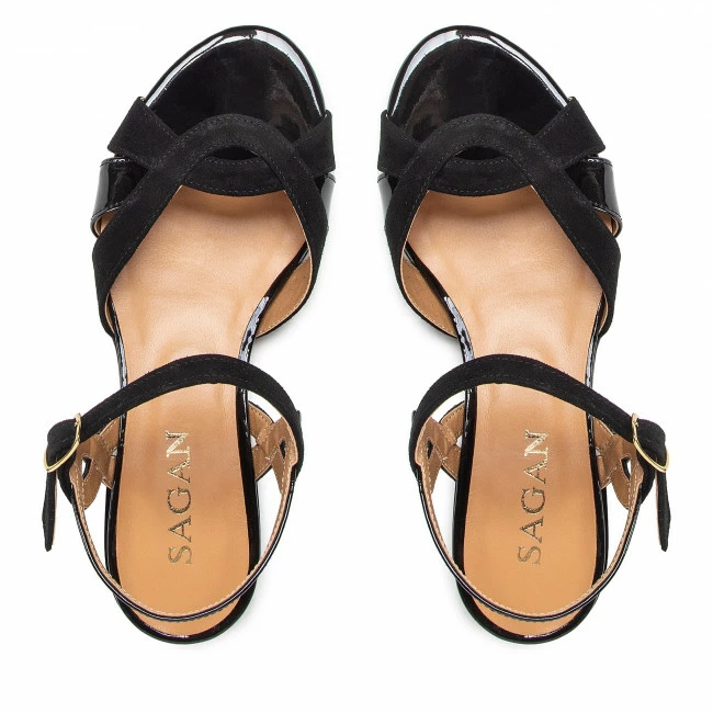 Casual Sandals Sandals SAGAN - 4812 Czarny Lakier/Czarny Welur Black - Image 6
