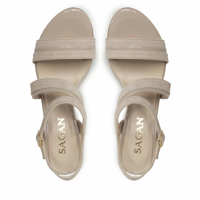 Casual Sandals Sandals SAGAN - 4808 Beżowy Lakier/Cipra Welur Beige - Image 6
