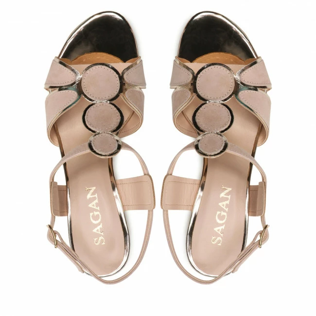 Casual Sandals Sandals SAGAN - 4802 Beżowy Welur/Złoto Beige - Image 6