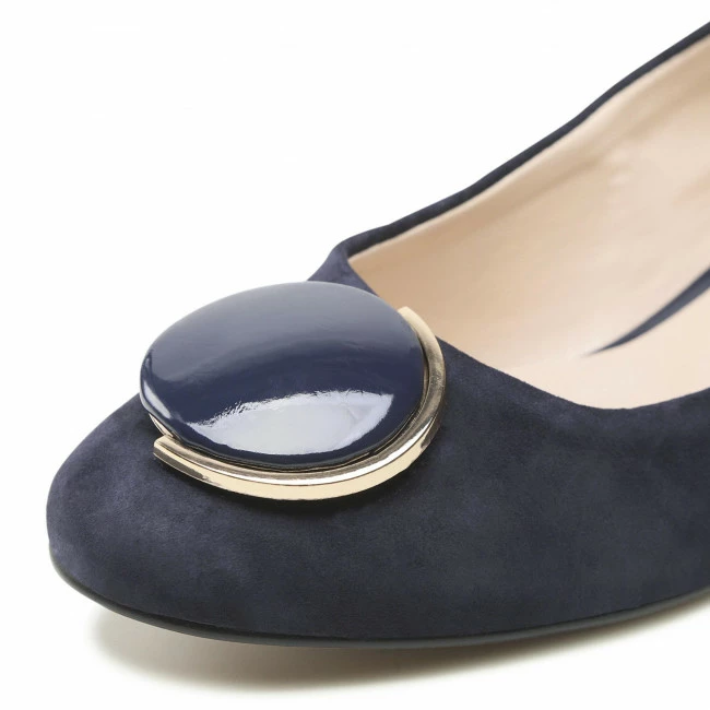 Ballerina Shoes Flats SAGAN - 4739 Granatowy Welur Navy Blue - Image 6