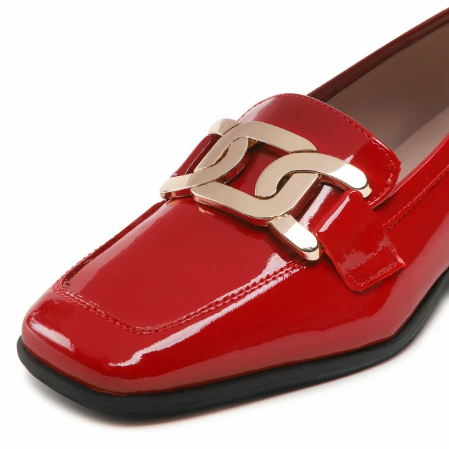 Flats Shoes SAGAN - 4855 Czerwony Lakier Złoto Red - Image 6