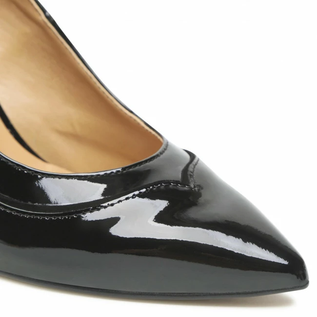 Stilettos SAGAN - 4886 Czarny Lakier/Czarny Welur Black - Image 6